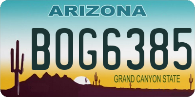 AZ license plate BOG6385
