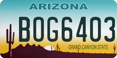 AZ license plate BOG6403