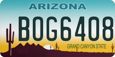 AZ license plate BOG6408