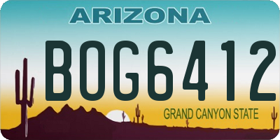 AZ license plate BOG6412