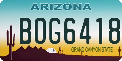 AZ license plate BOG6418