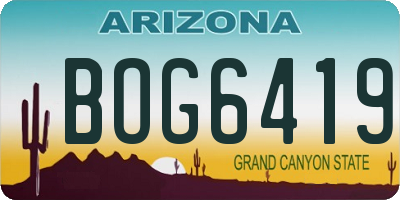 AZ license plate BOG6419