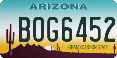 AZ license plate BOG6452