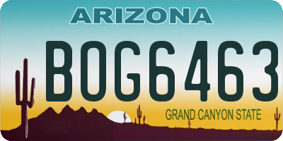 AZ license plate BOG6463