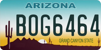 AZ license plate BOG6464