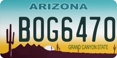 AZ license plate BOG6470