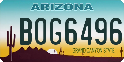 AZ license plate BOG6496