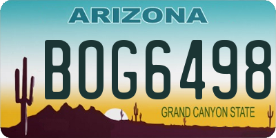 AZ license plate BOG6498