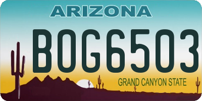 AZ license plate BOG6503