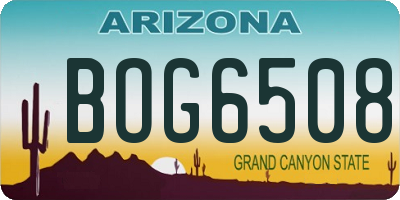 AZ license plate BOG6508