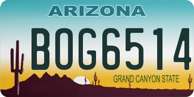 AZ license plate BOG6514