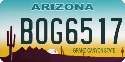 AZ license plate BOG6517