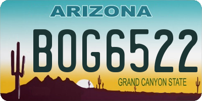 AZ license plate BOG6522