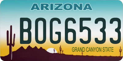 AZ license plate BOG6533