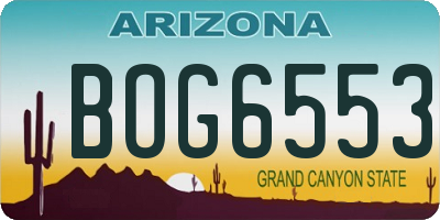 AZ license plate BOG6553
