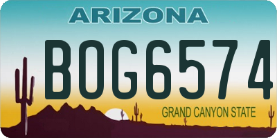 AZ license plate BOG6574