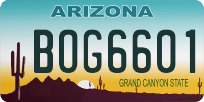 AZ license plate BOG6601