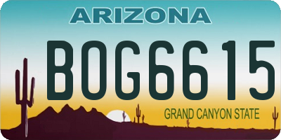 AZ license plate BOG6615