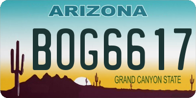 AZ license plate BOG6617