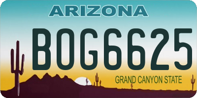 AZ license plate BOG6625