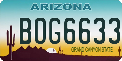 AZ license plate BOG6633