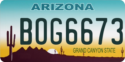 AZ license plate BOG6673
