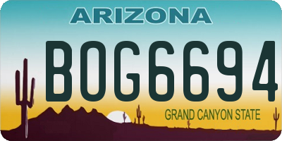 AZ license plate BOG6694