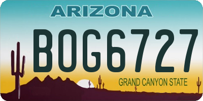 AZ license plate BOG6727