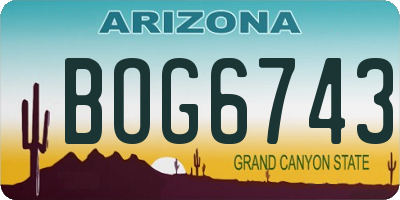 AZ license plate BOG6743