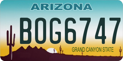 AZ license plate BOG6747