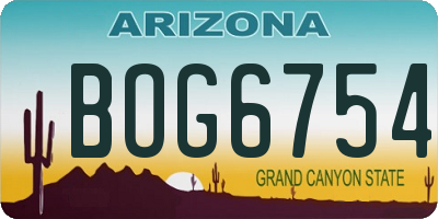 AZ license plate BOG6754