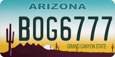 AZ license plate BOG6777