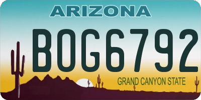 AZ license plate BOG6792
