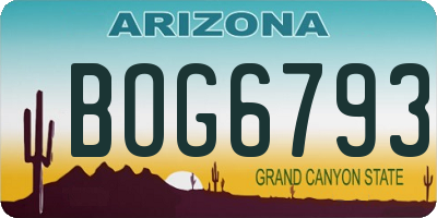 AZ license plate BOG6793