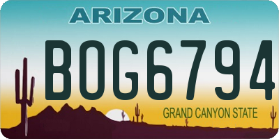 AZ license plate BOG6794