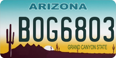 AZ license plate BOG6803