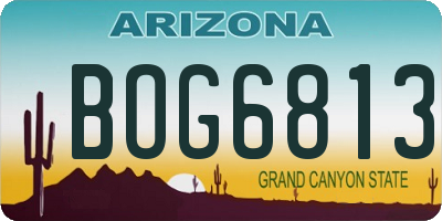 AZ license plate BOG6813
