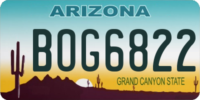 AZ license plate BOG6822