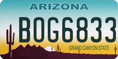 AZ license plate BOG6833