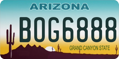 AZ license plate BOG6888
