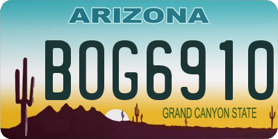 AZ license plate BOG6910