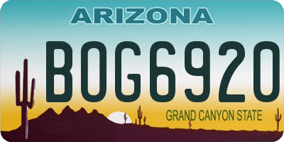 AZ license plate BOG6920
