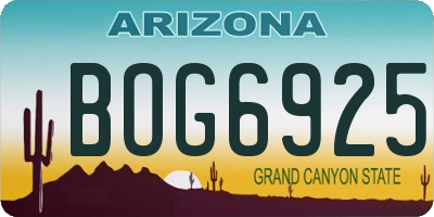 AZ license plate BOG6925