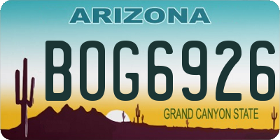 AZ license plate BOG6926