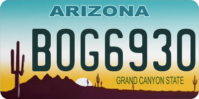 AZ license plate BOG6930