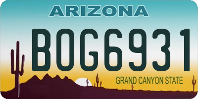 AZ license plate BOG6931