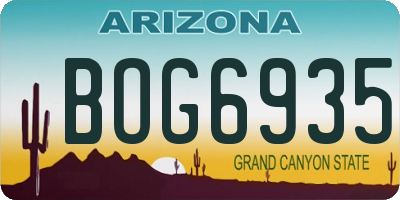 AZ license plate BOG6935