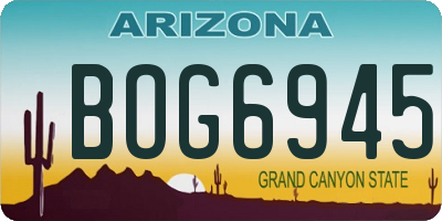 AZ license plate BOG6945
