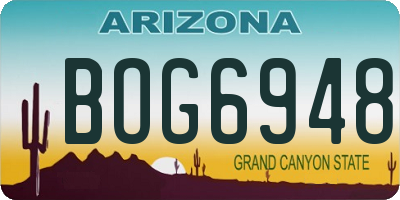 AZ license plate BOG6948