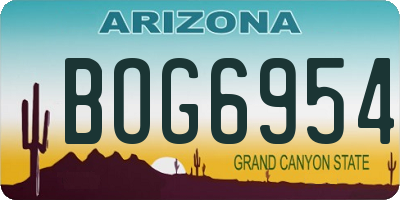 AZ license plate BOG6954